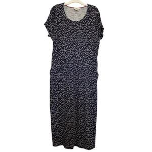 Boden Red White Blue Ditsy Floral Maxi Dress Size 14 Short Sleeve Casual